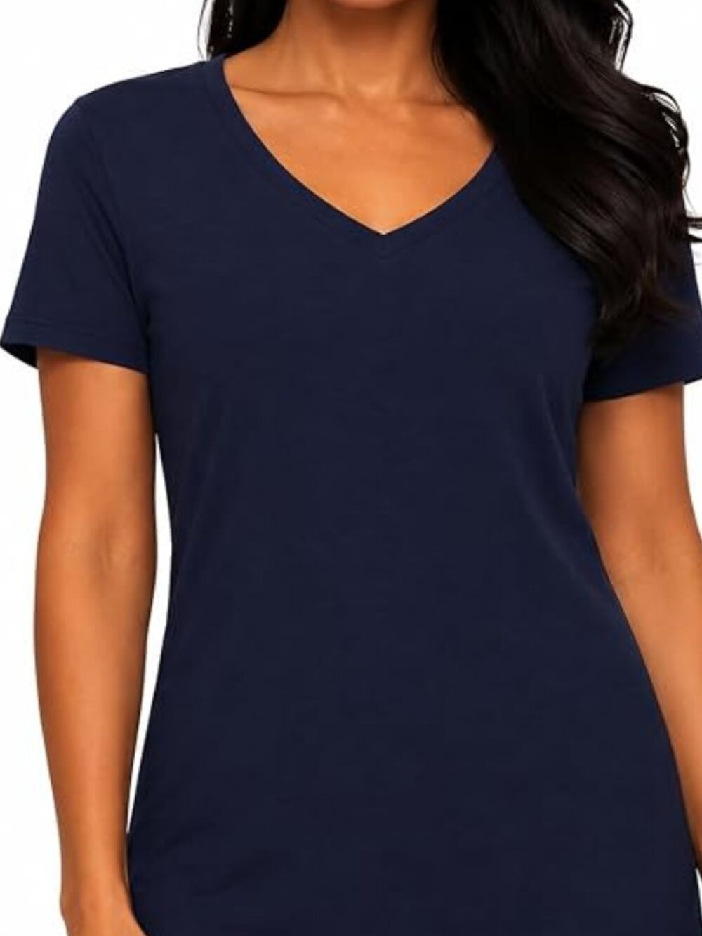 Felina Women's Short Sleeve V-Neck Slub Tee Shirt, Navy, Size: 2XL, NWT